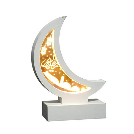 

Ramadan Eid Mubarak Wooden Ornament Moon Lamp LED Night Light Islam Mosque Muslim Festival Decoration