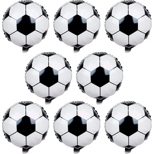 8Pcs Soccer Foil Balloons Set, 22 inch 4D Soccer Mylar Foil Balloons and 18 inch Multicolor Football Foil Balloons for Boys Kids Soccer Ball Fans Birthday Party World Cup 2022 Decoration Supplies