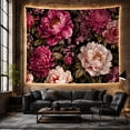 thumbnail image 6 of Dense Peonies and Chrysanthemums on Black Background, Moody Vintage for Flower Lovers, Botanical Art Decor, Mother's Day Gift, Tapestry Wall Hanging for Bedroom and Living Room, 6 of 7