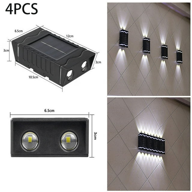juegos de lámparas solares LED de luz blanca para exteriores, apliques de pared IP65, impermeables, iluminación decorativa de pared, lámpara de pared para valla, patio, jardín, puerta de entrada, esca
