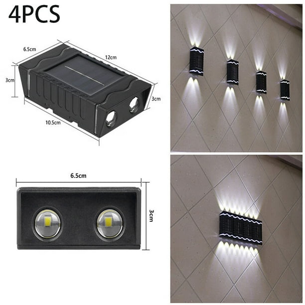 juegos de luces solares LED blancas para pared, apliques de pared para exteriores, IP65 a prueba de agua, iluminación decorativa de pared, luz para cercas, luz de pared, luz de patio, luz de jardín, l