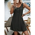 thumbnail image 5 of Women'S Scoop Neck Sleeveless Tank Dress Button Front Flared Casual Mini Dresses Black XXXL, 5 of 7