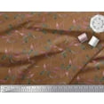 thumbnail image 3 of Soimoi Brown Poly Georgette Fabric Leaves Watercolor Printed Fabric 1 Yard 52 Inch Wide, 3 of 3