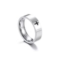 thumbnail image 3 of 6mm Black/White Cross Band Stainless Steel Men Women's Silver/Black Ring Sz 5-13, 3 of 6