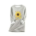 thumbnail image 3 of Uootdi Women's Sunflower Print Sherpa Lined Sweatshirt Dress Warm Pullover Casual Fall Winter Top Gray Women Tops, 3 of 4