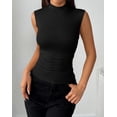 thumbnail image 4 of Zeagoo Womens Sleeveless Mock Turtleneck Tank Tops Slim Fit Stretch Ribbed Tops Casual Basic Layering Shirts, 4 of 7