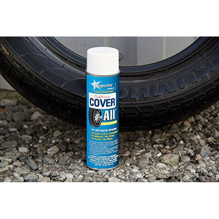 Superior Products California Cover All Automotive Tire Shine Aerosol Spray  Can & Professional Grade -Tire Dressing - High Gloss - Water Repellent &  Made in America (14 oz) 