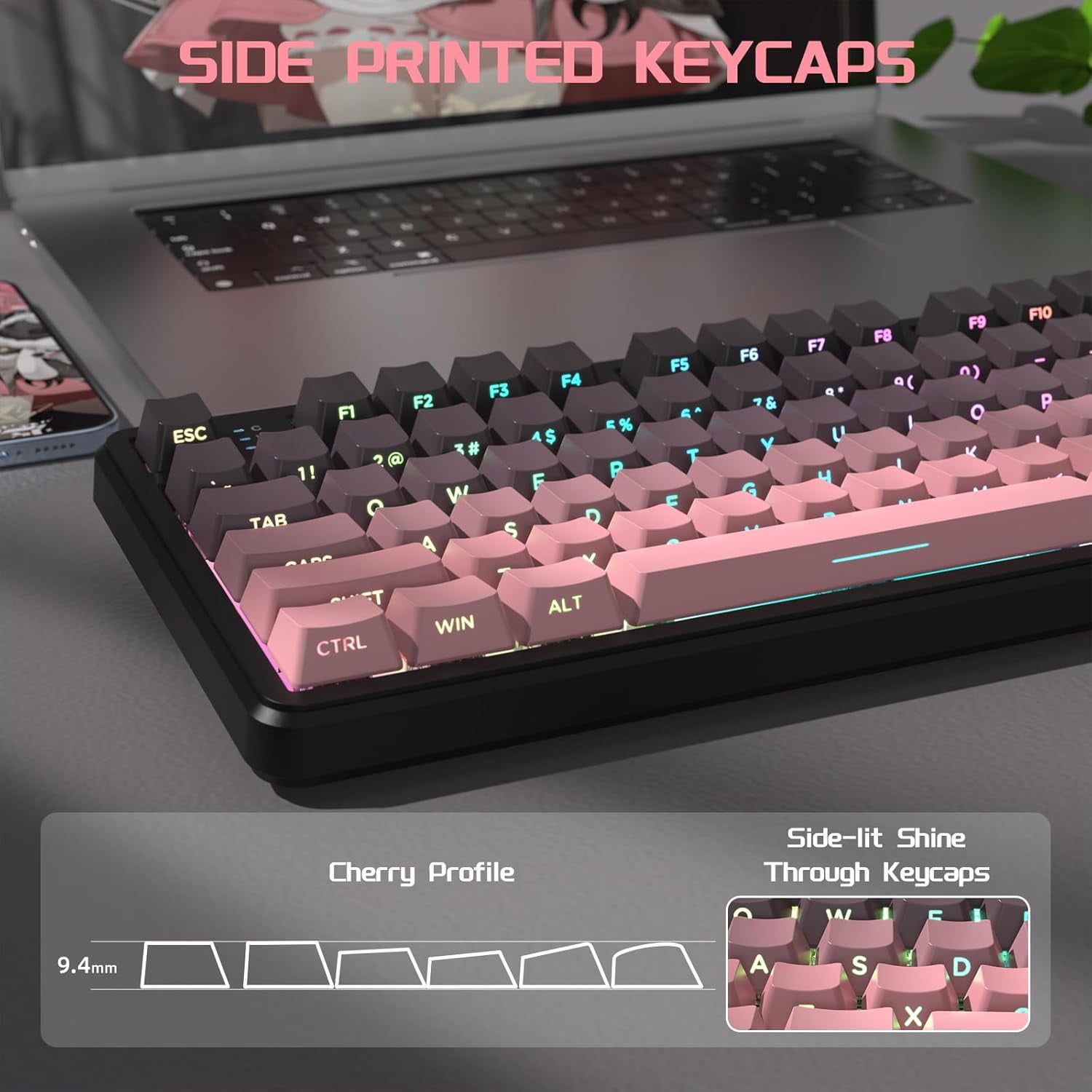ATTACK SHARK X87 80% Wireless Mechanical Keyboard, BT5.0/2.4G/USB-C Hot-Swap Gasket Gaming Keyboard,RGB Backlit, 4000mAh,Pre-lubed Linear Switch, Side Engraved Gradient PBT Keycap for PC/MAC