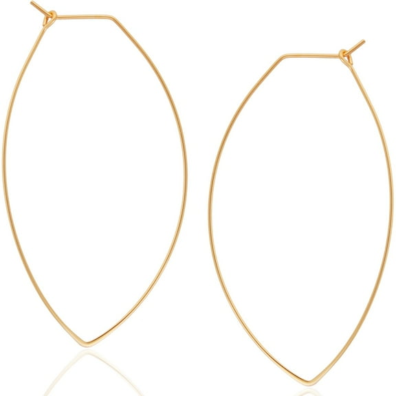 Humble Chic Geometric Marquise Threader Hoops - Hypoallergenic 18K Gold Plated, 2.3"