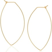 Humble Chic Marquise Threader Big Hoop Earrings - Oval Leaf Drop Dangles, 18K Gold Plated - 2.3 inch