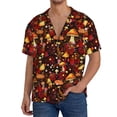 thumbnail image 7 of Lsque Warm Plants and Mushrooms print Men's Cuban Collar Short Sleeve Shirt Summer Beachwear Casual Button Down Fashionable Vacation Leisure Shirt-4X-Large, 7 of 7