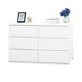 thumbnail image 2 of Spaco 6 Drawer Storage Cabinet, Wood Storage Tower Clothes Organizer with Wavy Drawer Panel, Wide Dresser of 6 Drawers for Indoor as Bedroom, Living Room, White, 2 of 16