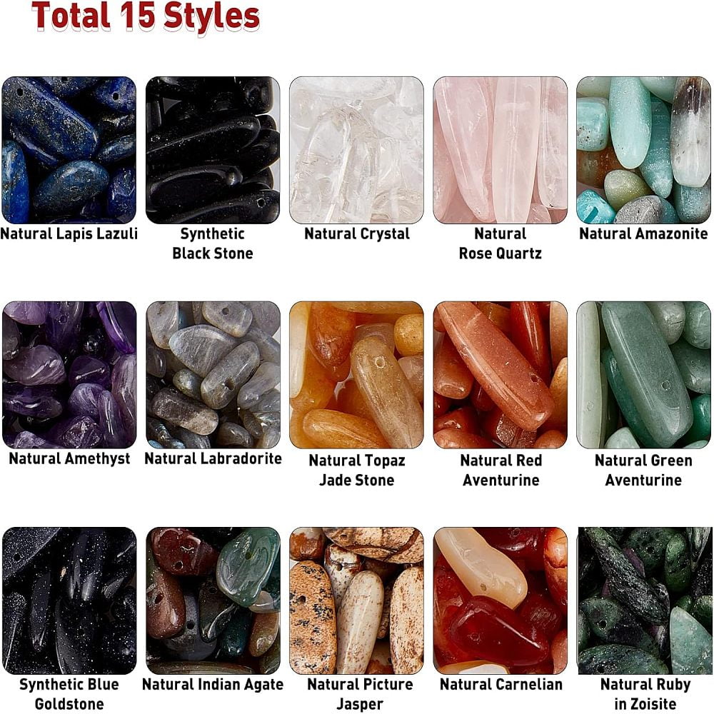 DIY Stretch Bracelet Making Kits Including Natural & Gemstone Beads and Elastic Beading Thread 12~21x5~8mm Hole: 1mm 375~390g/set DIY