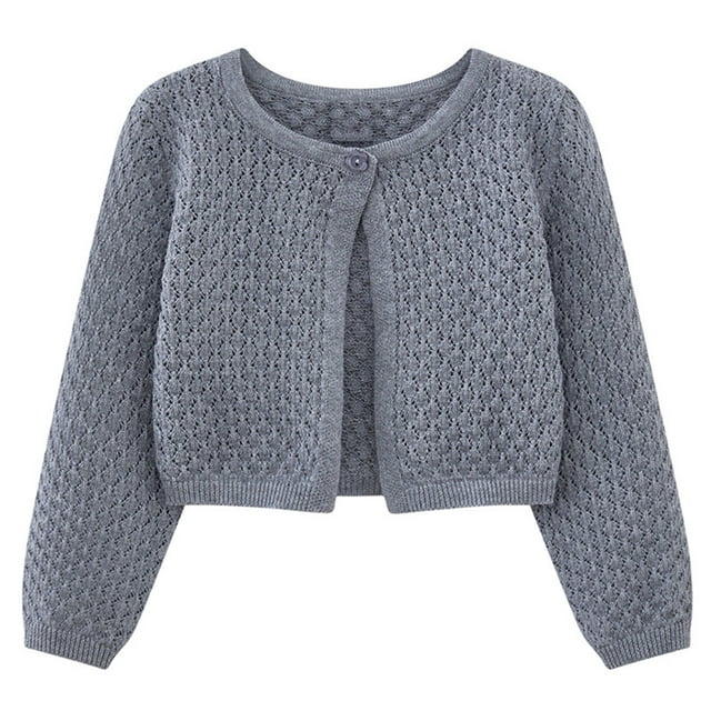Cardigan Léger en Tricot pour Filles avec Dentelle Col Rond Boutons devant Tenue Décontractée pour Tout-Petits Enfants 1 à 8 Ans