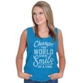 thumbnail image 3 of Change the World One Smile at a Time Tank Top Tee Shirt Women Brisco Brands X, 3 of 6