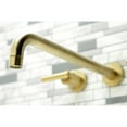 thumbnail image 3 of Kingston Brass KS8047CML Manhattan Two-Handle 3-Hole Wall Mount Roman Tub Faucet in Brushed Brass, 3 of 7