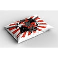 thumbnail image 2 of Ambesonne Japanese Pillow Sham 2 Pack, Ai o Samurai Fight, 26"x20", Orange Black White, 2 of 3