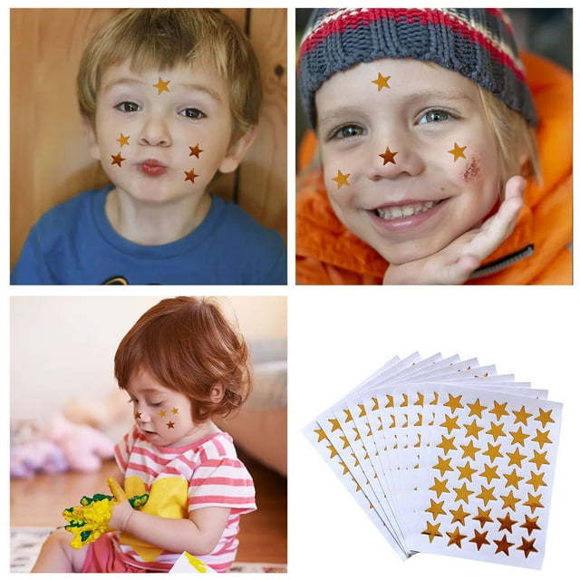 Stickers Children Golden Five Pointed Star Self- Labels – 10 Sheets 350 for Crafts School Projects Party Scrapbooking