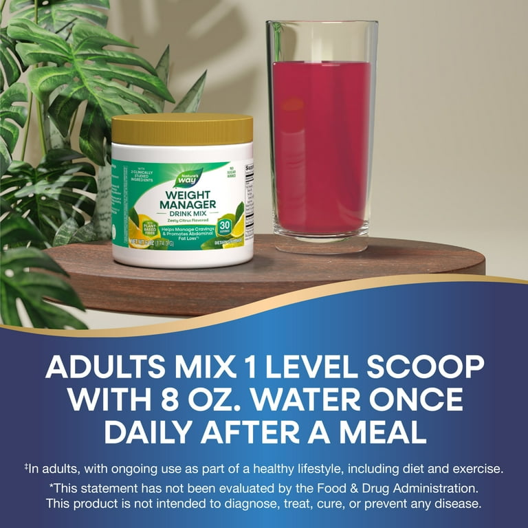 Nature's Way Weight Manager Drink Mix, Plant-Based Fiber, Zesty