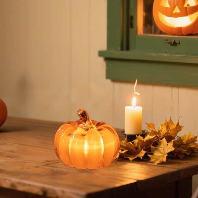 Faroles Luminosos Led de Calabaza para Decoración de Halloween | Material de Pvc | Color Naranja | 7X7X7 Cm | 1 Unidad