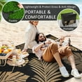 thumbnail image 6 of Aonewoe Outdoor Rug 8x10 Waterproof Patio Rug Reversible Plastic Straw Rug Indoor Outdoor Area Rugs Camping Carpet for RV, Picnic, Backyard, Deck, Balcony, Porch, Beach, Black & Gold, 6 of 8