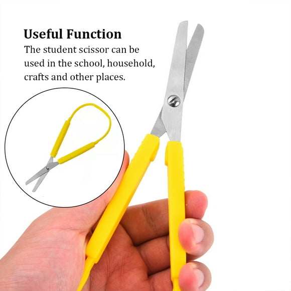 Poignée de Ciseaux de Sécurité Fournitures en Acier Inoxydable Papeterie Adaptative Accessoires de Ciseaux Bricolage Outil d'Artisanat Cisaille à Papier Étudiants Jaune