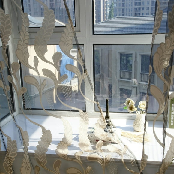 Wheat Colored Draperies 75" Brown Shear Blackout Long Curtains One Panel Curtain Brown Blackout One Panel Curtain Brown Blackout Wheat Sheer Curtain Tulle Window Treatment Voile Drape Vala Room