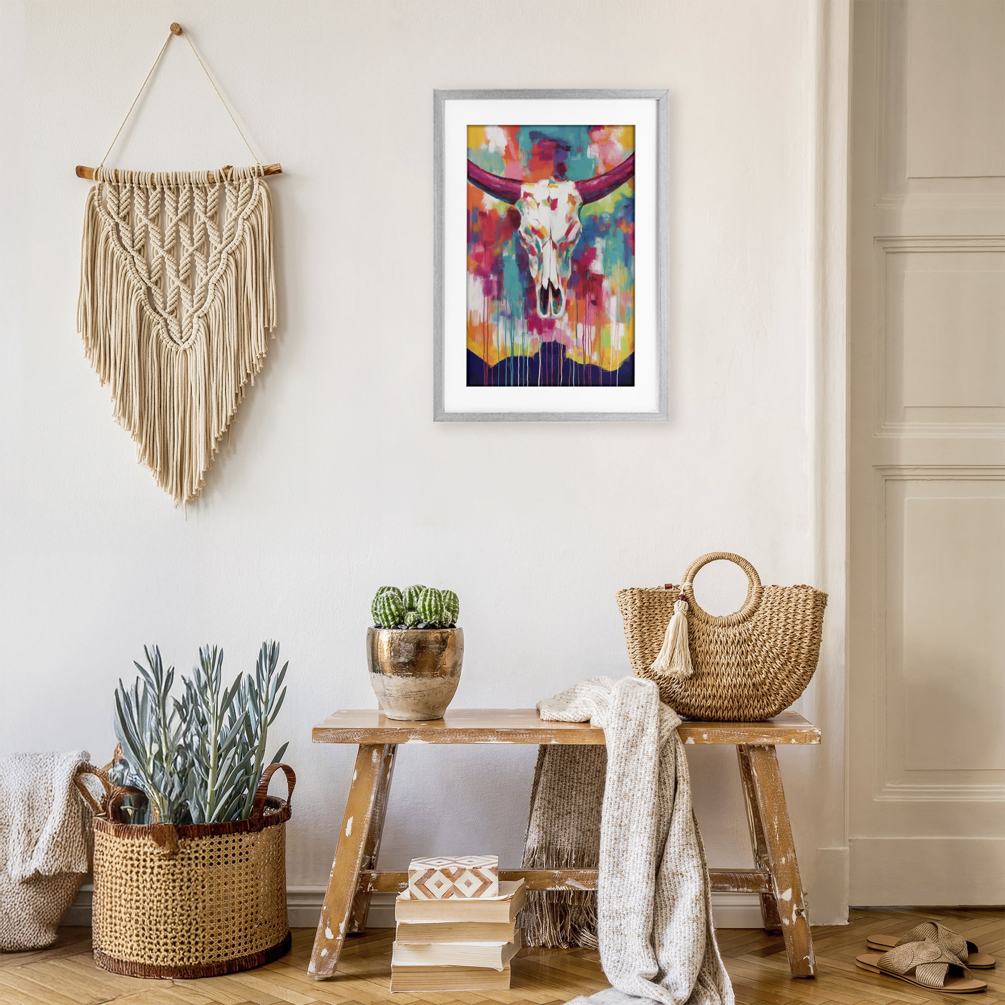 Stupell Industries Spirit Of The West Skull Gray Framed Print Under Glass, design by Chromatic Storm Studio