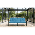 thumbnail image 3 of Leumius Outdoor Patio Sofa,Metal 3-Seat Couch with Thick Cushions,Patio Conversation Sofa Couch for Deck Garden Poolside,Blue, 3 of 7