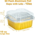 thumbnail image 2 of 60PCS Large Disposable Ramekins with Lids, 10oz Glod Aluminum Foil Baking Cups with Lids, Individual Cake Pans Square Cupcake Baking Tins Reusable Dessert Cake Containers for Loaf Cheesecake Muffin, 2 of 7