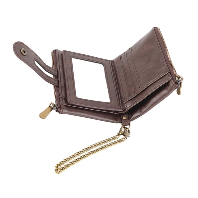 Cartera para hombre con múltiples ranuras monedero con tapa cuero de PU color café cierre de cremallera portátil para monedas para tarjetas bancarias ANGGREK Otros