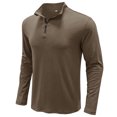 thumbnail image 3 of PMVFHDE Long Sleeve Shirts For Men Summer Casual Solid Color Stand Collar Zipper Placket Blouse Comfortable Daily Top, 3 of 6