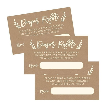 25 Diaper Raffle Ticket Lottery Insert Cards For Rustic Kraft Baby Shower Invitations, Supplies and Games For Baby Reveal Party, Gender Neutral Bring a Pack of Diapers to Win Favors, Gifts and (Best Gifts For Gender Reveal Party)