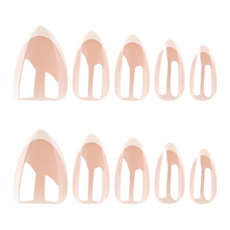 Milky White Nude French Tip Press on Nails Almond Fake Nails Full Cover Adhesive Press Ons Glossy Acrylic False Nails Nail Tips DIY Manicure for Women Girls Home Manicure Salon Look 30 Pcs