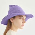 thumbnail image 2 of GDREDA Summer Hat Foldable Knit Pointed Witch Hat For Choice Witch Accessory，Purple, 2 of 5