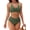 Army Green, variant on Women’s High Waisted Bikini Set Tummy Control Two Piece Swimsuit V Neck Twist Front Bikini Top & High Rise Bathing Suit Bottoms