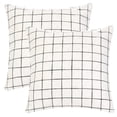 thumbnail image 2 of REGALWOVEN Set of 2 Linen Decorative Throw Pillow Covers for Sofa Home Bedroom Beige Grid 18" x 18", 2 of 6