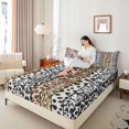 thumbnail image 4 of Castle Fairy Female Men Cheetah Print Twin Sheet Sets,Animal Print Patchwork Bedding, 4 of 7