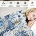 thumbnail image 3 of JRXY Teal Throw Blanket, Light Blue Paisley Design Floral Cozy Decor Nap Blankets for Sofa Bed Couch Chair or Dorm Throws White, 3 of 6