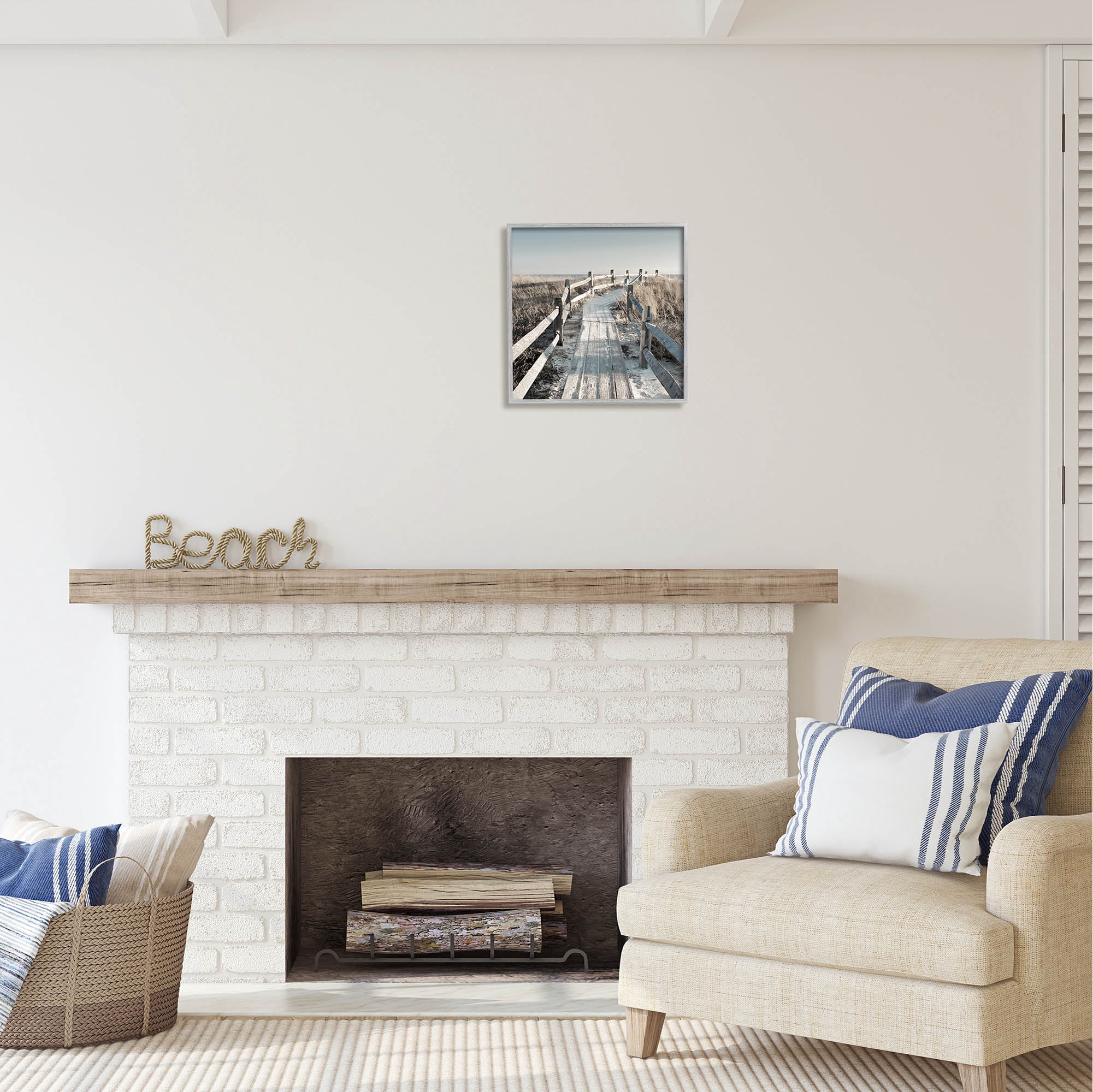 Stupell Industries Seaside Boardwalk Coastal Beach Coastal Photography Gray Framed Art Print Wall Art