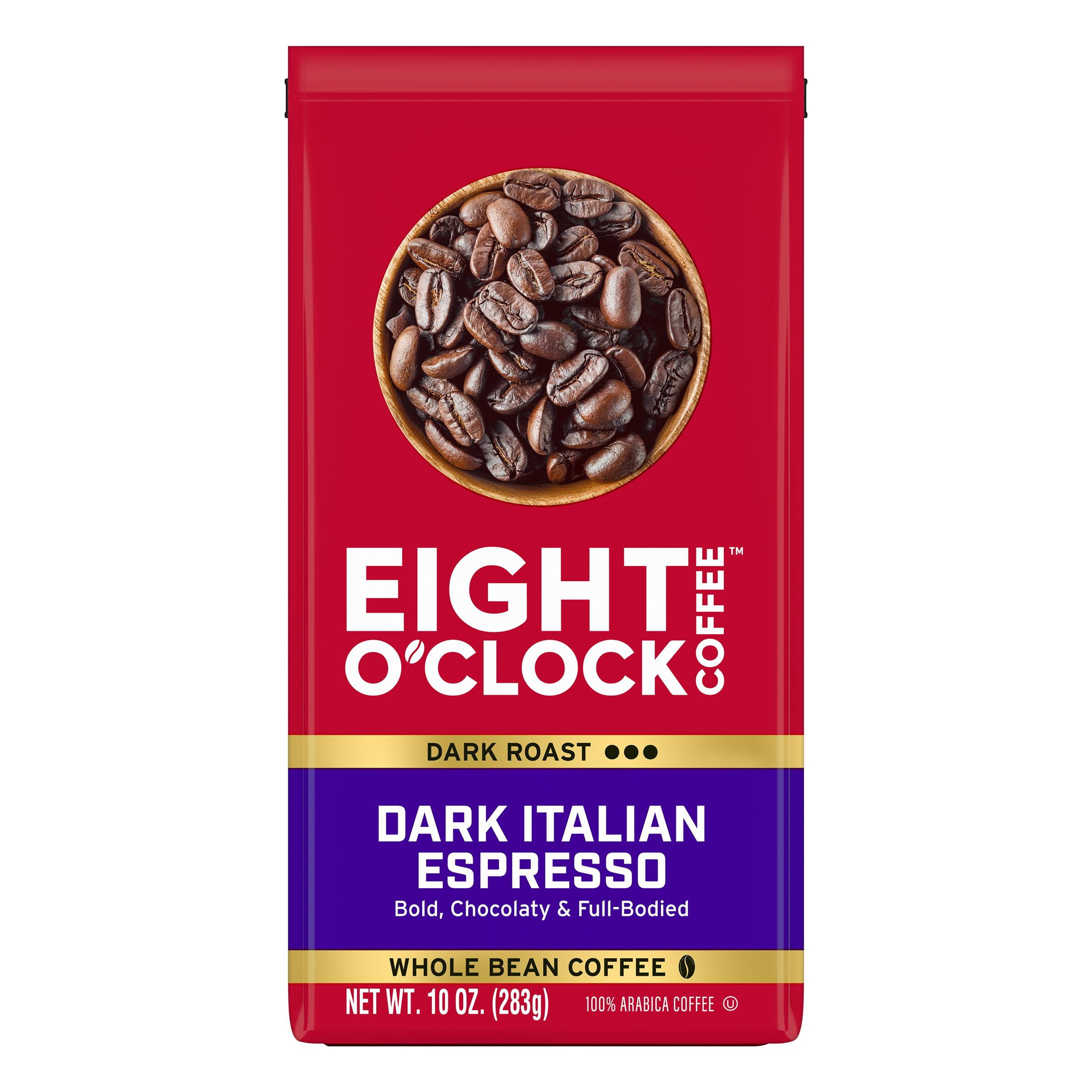 (2 pack) Eight O'Clock Coffee Dark Italian Espresso Whole Bean Medium Roast Arabica Coffee 10 oz
