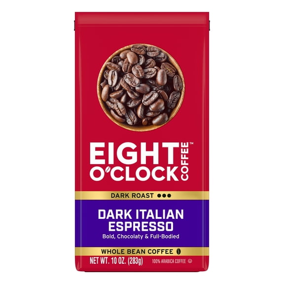 Eight O'Clock Coffee Dark Italian Espresso Whole Bean Medium Roast Arabica Coffee 10 oz