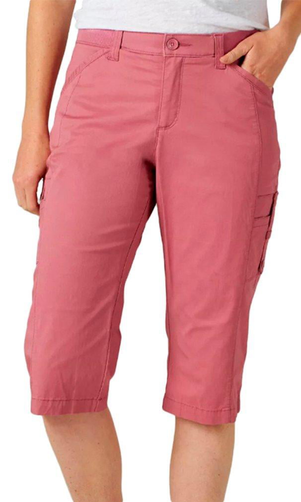 Lee Womens Flex-To-Go Solid Relaxed Fit Cargo Skimmer Capris 14 Mulberry  pink 