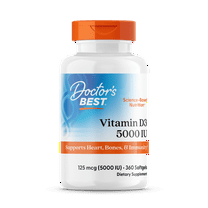 Doctor's Best Vitamin D3 5000IU, Non-GMO, Gluten Free, Soy Free, Regulates Immune Function, Supports Healthy Bones, 360 Softgels