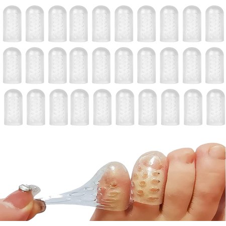 Silicone anti-friction toe protector, Silicone Breathable Little Toe Protector, Clear Gel Toe Cap for Corns, Blisters, Calluses (30PCS)
