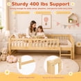 thumbnail image 5 of Sesslife Twin Platform Bed Frame, Solid Wood Toddler Twin Bed with Safety Guardrails and Built In Step for Kids, Montessori Low Profile Bed Frame with Slats, No Box Spring Needed, 400 lbs, Natural, 5 of 7
