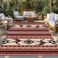 thumbnail image 2 of Red Beige Boho Outdoor Rug for Patio/Deck/Porch, Non-Slip Large Area Rug 4 x 6 Ft, Vintage Abstract Art Ethnic Tribe Indoor Outdoor Rugs Washable Area Rugs, Reversible Camping Rug Carpet Runner, 2 of 8