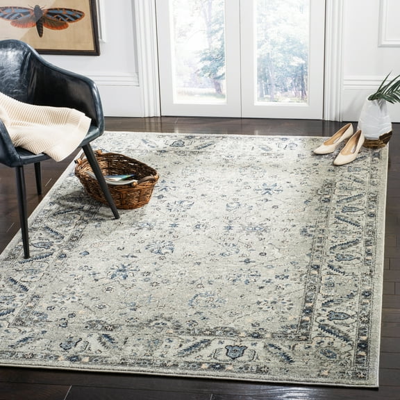 SAFAVIEH Charleston Tangier Floral Area Rug, Gray/Dark Gray, 9' x 12'