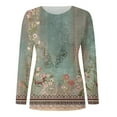 thumbnail image 3 of IROINNID Savings Polyester Long Sleeve T Shirt for Women Leisure Printed able Loose Fitting Round Neck Pullover Top,Green, 3 of 3