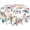 Floral Leaf, variant on Spring Floral Leaf Round Tablecloth 60 inch Summer Flower Table Cloths Cover Mat Spill Proof Table Covers for Kitchen Party Dinner Tabletop Decoration